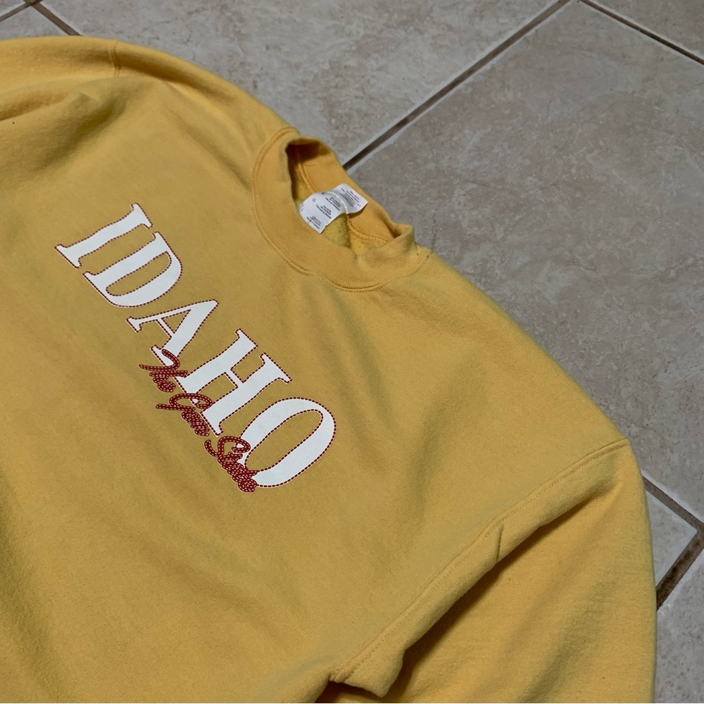 Idaho The Gem State Yellow Crewneck Sweatshirt - Men’s L Vintage Style